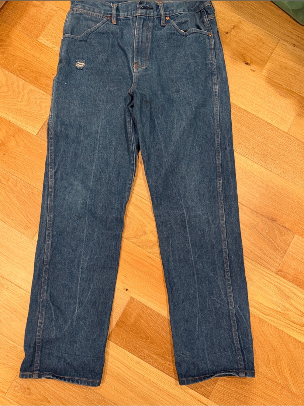 Seager Jeans Mens 34 Blue Autry Medium Wash Denim Straight Carpenter Workwear